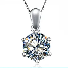 1Ct 6 зубцов классический кулон Твердое Серебро 925 пробы никогда не выцветает или тускнеет, не аллергия необычные день рождения подарок Цепочка