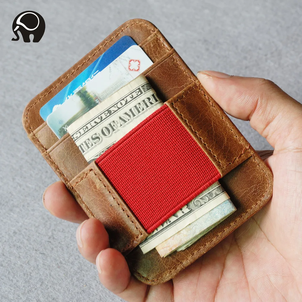 Натуральная кожа держатель для карт карта кошелек кожаный кошелек минималистичный кошелек для кредитных карт с эластичным