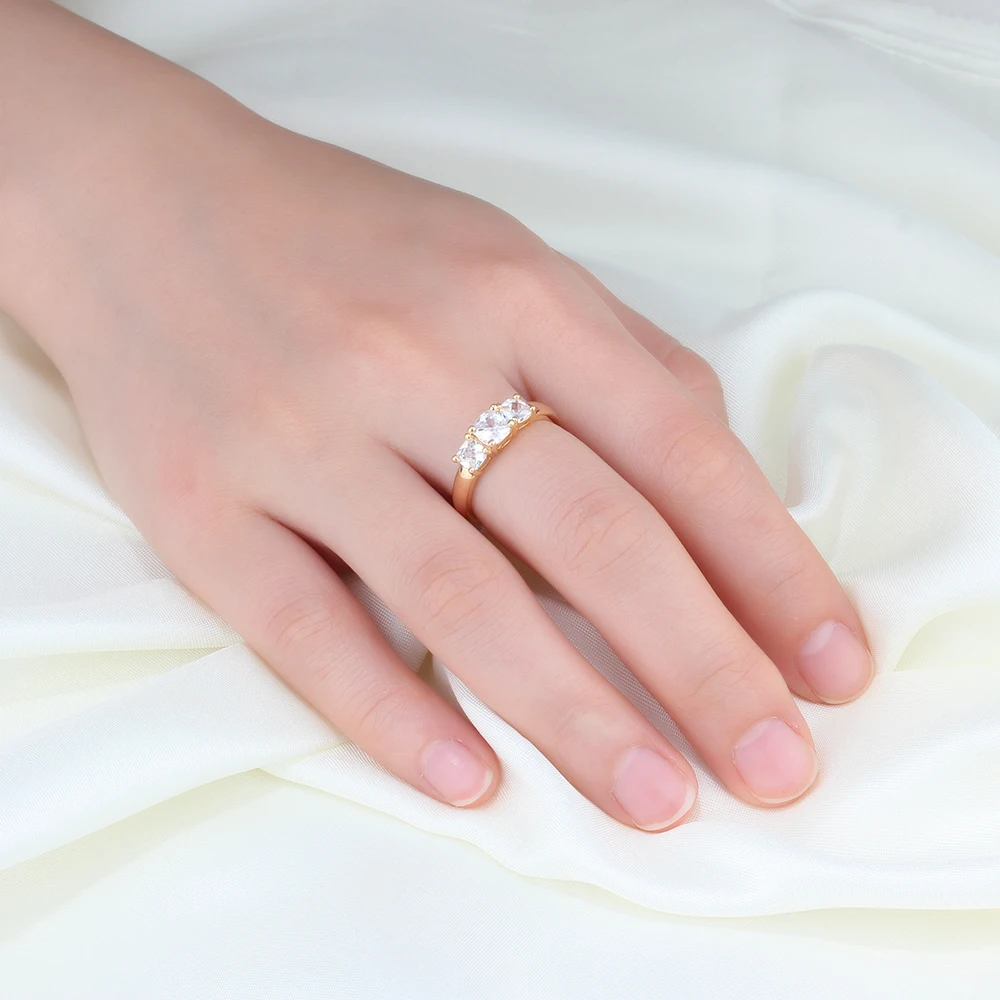 Gold Color Metal Weeding Ring With White Cubic Zirconia Fashion Jewelry Rings For Women Gift Ideas (JewelOra RI103350)