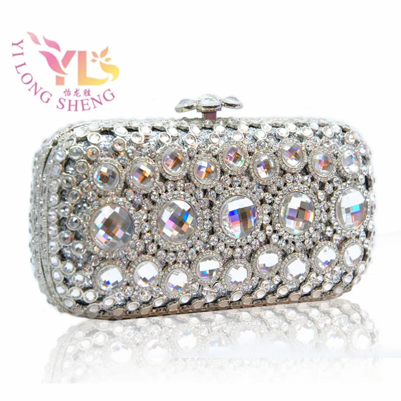 silver jewelled clutch bag