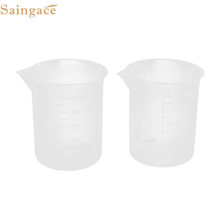 

Saingace 2 PCs 100mL Graduated Beaker Clear Plastic Measuring Cup for Lab / Kitchen