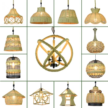 

Hemp Rope Pendant Light Industrial Pendant Lights Creative Vintage Home Lighting Fixture Edison Rope Lamp suspension luminaire
