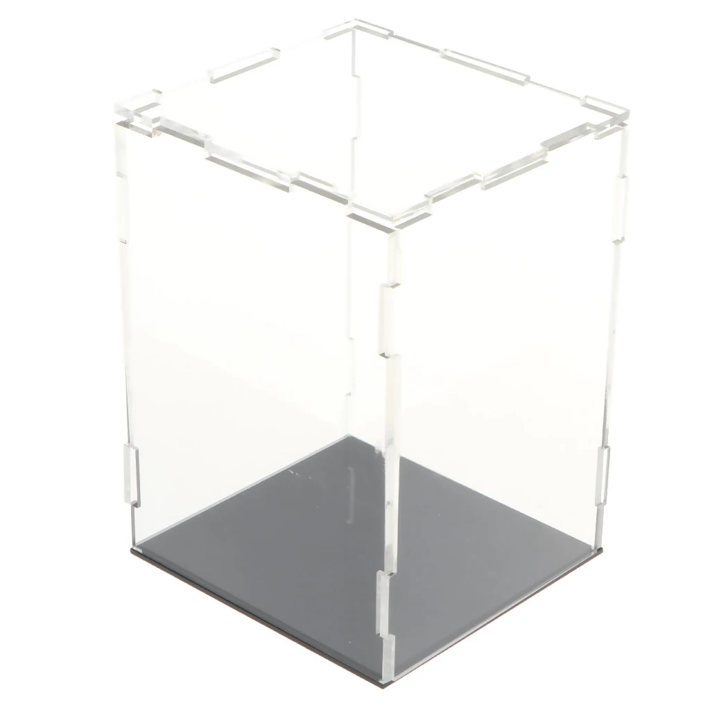 MagiDeal Clear Acrylic Display Box Dustproof Show Case with Black Base for Car Model Anime Figures