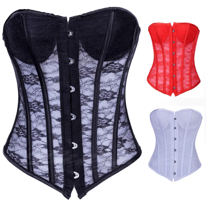 

Latex Corset Sexy Black White Red Lingerie Corset Hook Floral Waspie Bustier S M L XL Shipping Out Within One Day N51