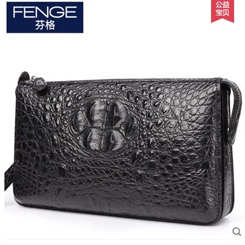 

Fenge Siam crocodile leather men clutch bag male crocodile leather cross section business clutch hand bag men bag