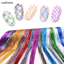 Linha de fita holográfica do prego arte do prego uv gel design brilho decalque linhas diy decoração da arte do prego adesivos decalques filamento(China)