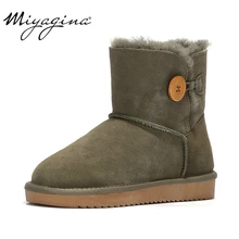 MIYAGINA/Новинка года; Брендовые женские зимние ботинки из натуральной кожи и шерсти; ботильоны с мини-пуговицами; зимняя обувь;