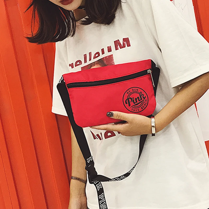 

2019 korean fashion Harajuku letter print beach women men crossbody shoulder bags zipper phone money Travel handbag minimalist