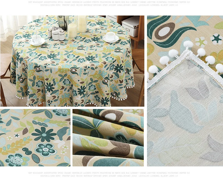 Green tablecloth dining Multisize rainforest fabric vintage pastoral