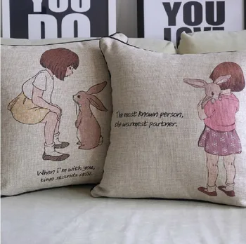 

minimalist cute bunny girl cotton cushion Pillow cushion for office Home Decor sofa cushions 45*45cm 2PCS/LOT