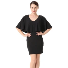 Women's new summer V-neck bat sleeves Slim dress fashion sexy party dress hotpink crew neck bat sleeves splited back blouse