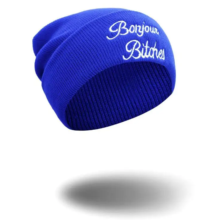 Шапка бини Skullie шапка вязаная носок Зимняя Вышивка крутой панк для мужчин и