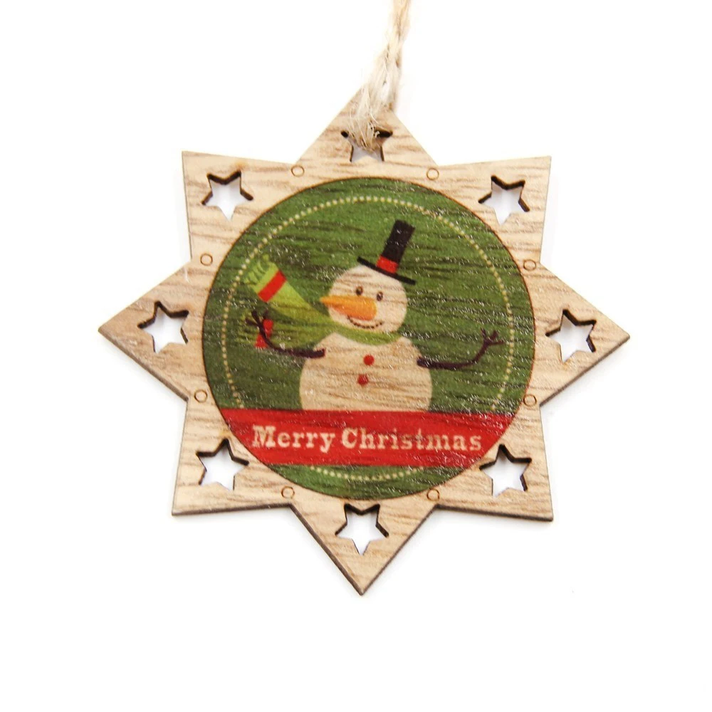 Мульти Стиль может выбрать рождественские деревянные подвески, украшения DIY деревянные поделки орнамент с рождественской елкой украшения для рождественской вечеринки Подарки - Цвет: 677-Star Snowman