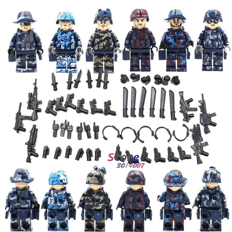 

1Set Series 1 team guns s Pack Commandos s Marine Action Figure building blocks toys for children