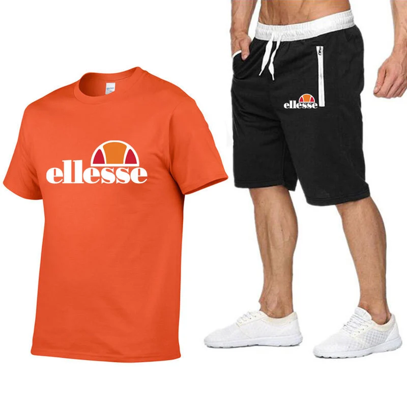 

2019 Men's Sets T Shirts+shorts men Brand clothing Two piece suit tracksuit Fashion Casual T shirts Gyms Workout Fitness Sets
