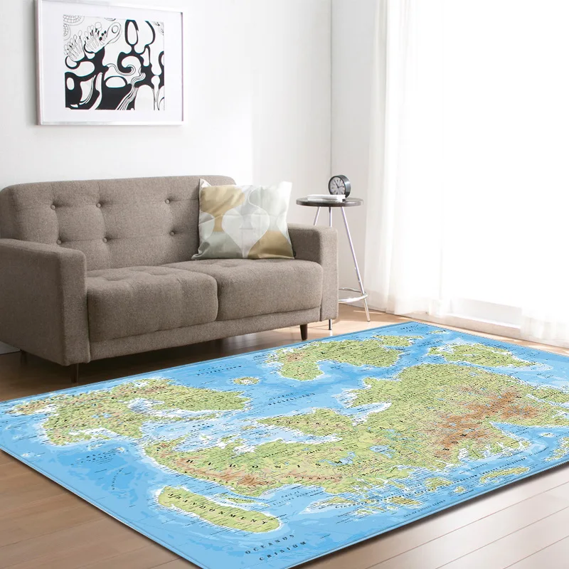 

Nodic Style World Map 3D Printed Carpet Hallway Doormat Anti-Slip Area Rug Blanket Kid Play Pad for Livingroom Bedroom Home Dec