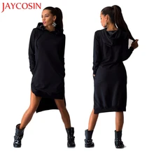 JAYCOSIN Sexy 2017 Women Formal Loose Long Hoodie Women Sweatshirt Dress Double Split Pullover Pockets Sweater Y904 Free Shiping