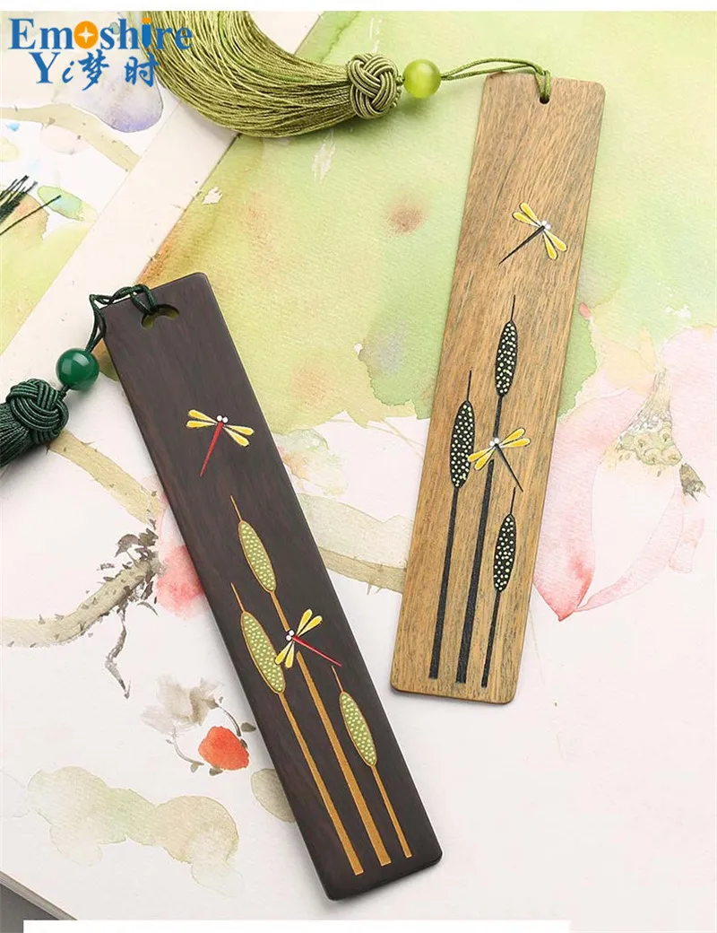 Ручная роспись Классическая закладки китайские романтические закладки эбенового дерева закладки изысканный подарок Творческий