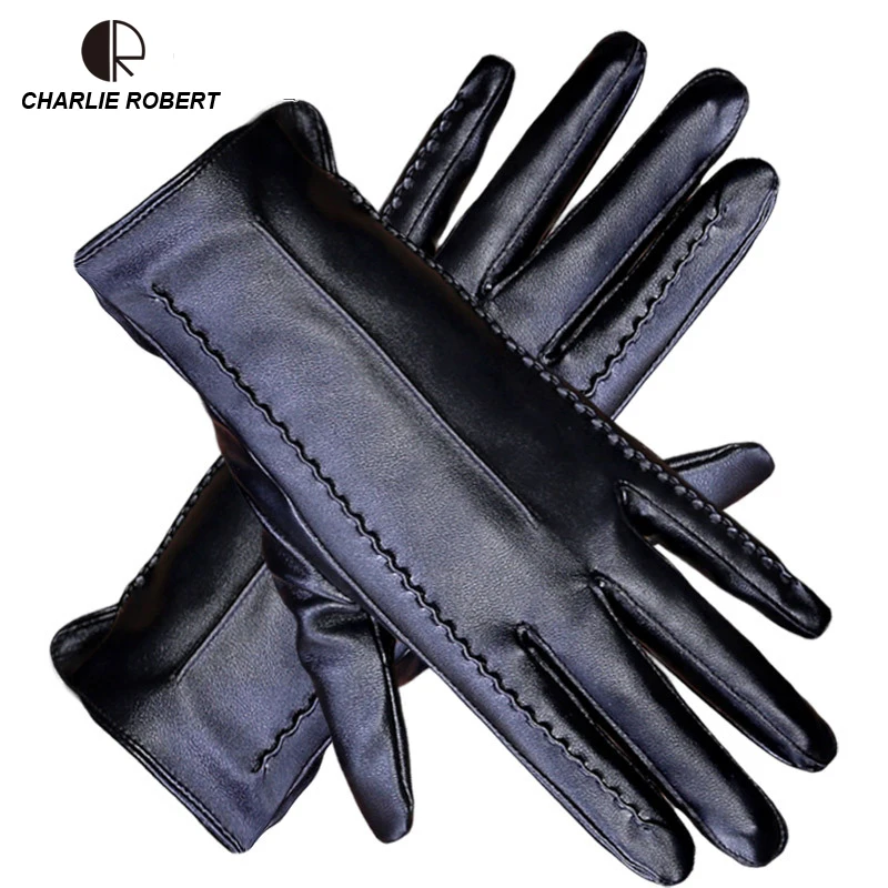 

CR Women Touch Screen Gloves Pu Gloves Winter Gloves Soft Smartphone Wrist Gloves For Mobile Phone Tablet Pad