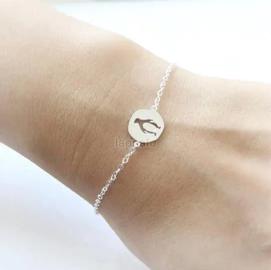 Daisies 10pcs Lot New Fashion Gold Silver Lovely Cut Out Penguin Daisies 10pcs Lot New Fashion Gold Silver Lovely Cut Out Penguin Bracelet Friendship Statement Jewelry For Women Lover Gift In Chain Link Bracelets