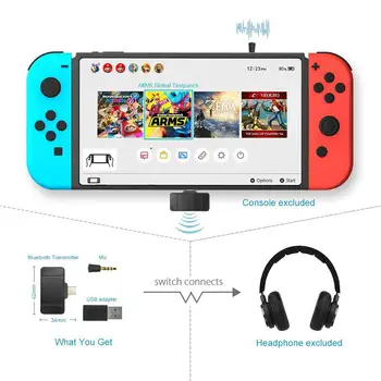 

Bluetooth Audio Adapter Transmitter Supports Voice Chat and aptX Low Latency Wireless Bluetooth Dongle for Airpods PS4 PC