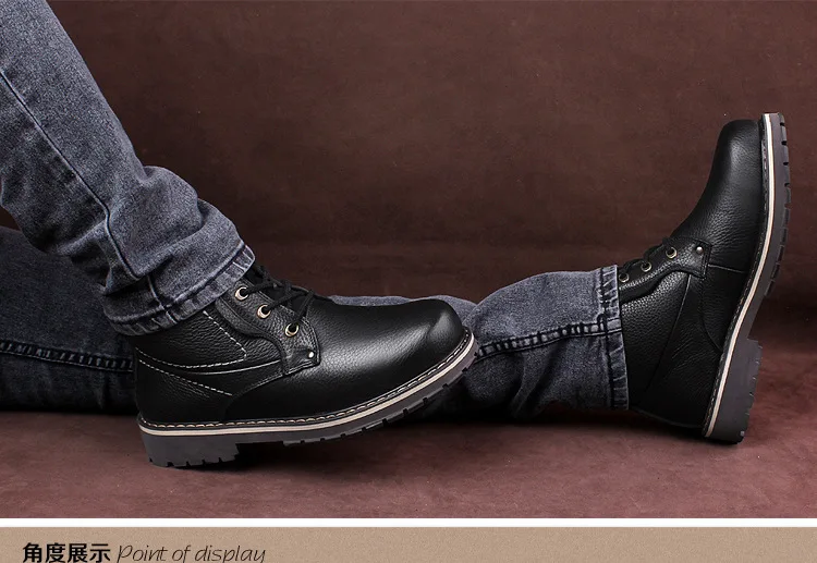 Г. Новинка, Зимняя мужская обувь на плоской подошве, из натуральной кожи, с круглым носком, на шнуровке, высокие модные повседневные ботинки размера плюс 37-50, SXQ0708