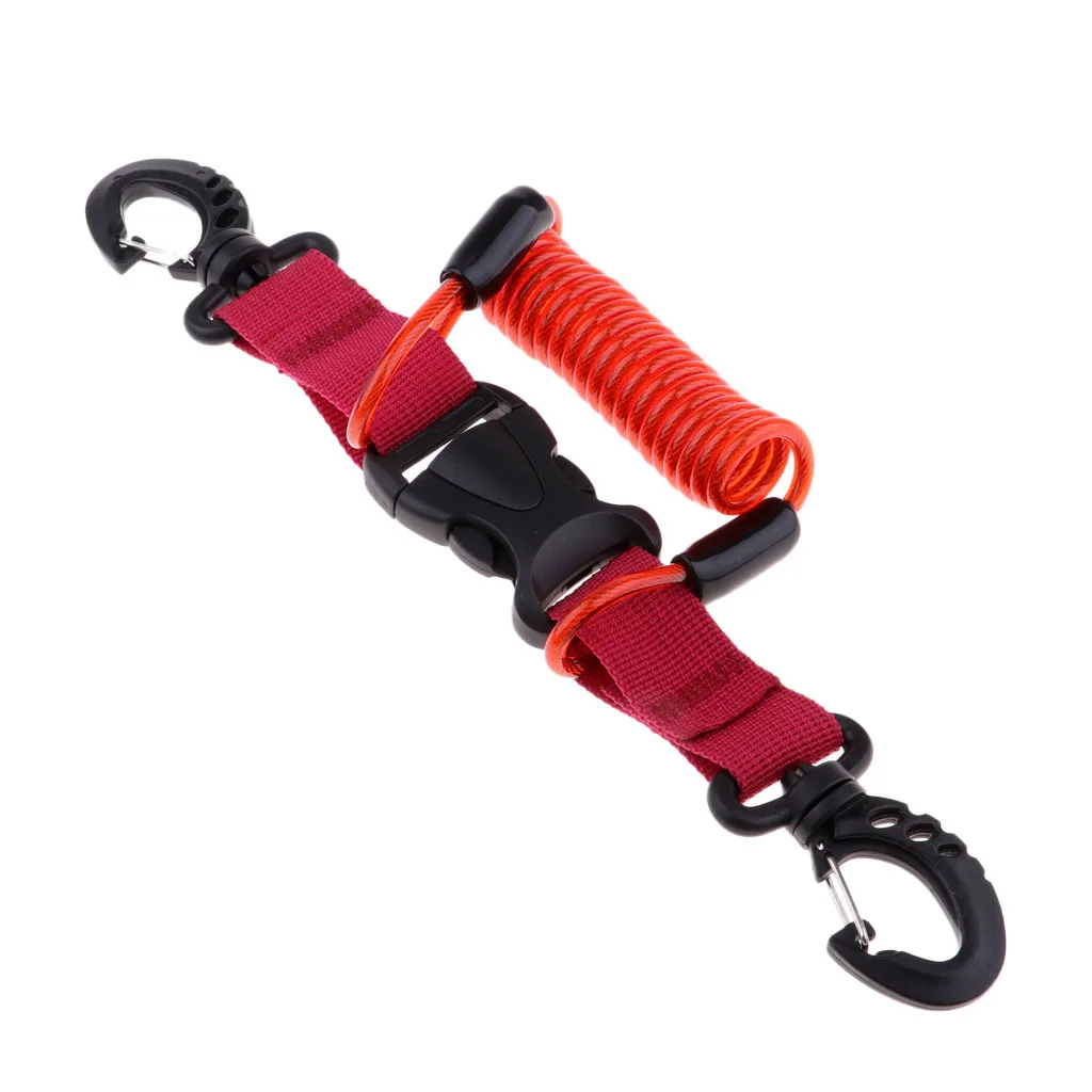 Stainless Steel Scuba Diving Lanyard  Spring Coiled Lanyard with Quick Release Buckle for Underwater Cameras Lights Torch 