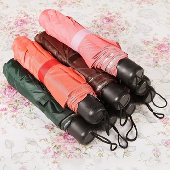 

Pure Color Folding Pattern Rainy Sunny Men Women Parasol Small Pocket Umbrella Gift Black Coating Paragus Promotion Gift