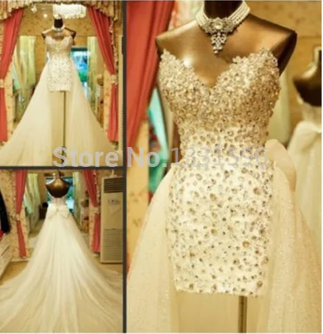 Кружева Свадебное Платье Горячая Продажа Vestidos Де Novia 2016 Кристалл Милая Высокая