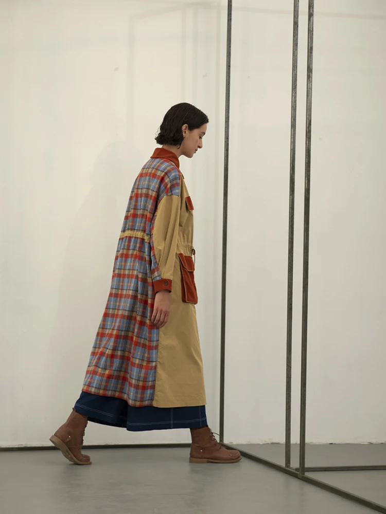 Laine Patchwork Veste Safari Personnalité As Manteau Picture Surdimensionné Vintage De Automne Shown Style Magasin Plaid Jessica Femmes X Hiver Long Nouveauté UaqxZ6Ww
