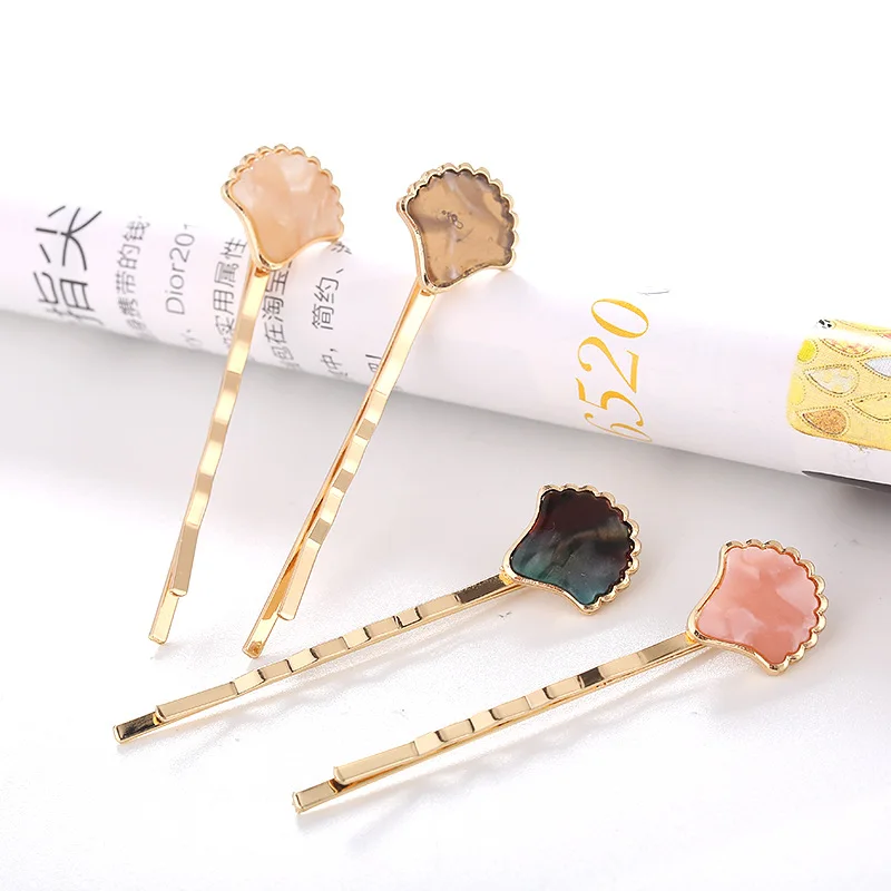 

4 pcs New Arrival Gold Hair Pin with Tortoise Marble finished Shell Hair Slid Bobby Pin Women Hair Accessoires