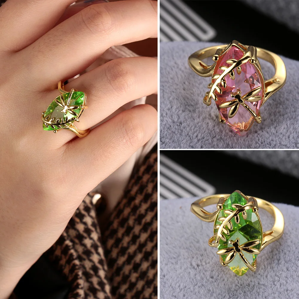 New Arrival Gold Color Dragonfly Ring For Women Fashion Jewelry Olive