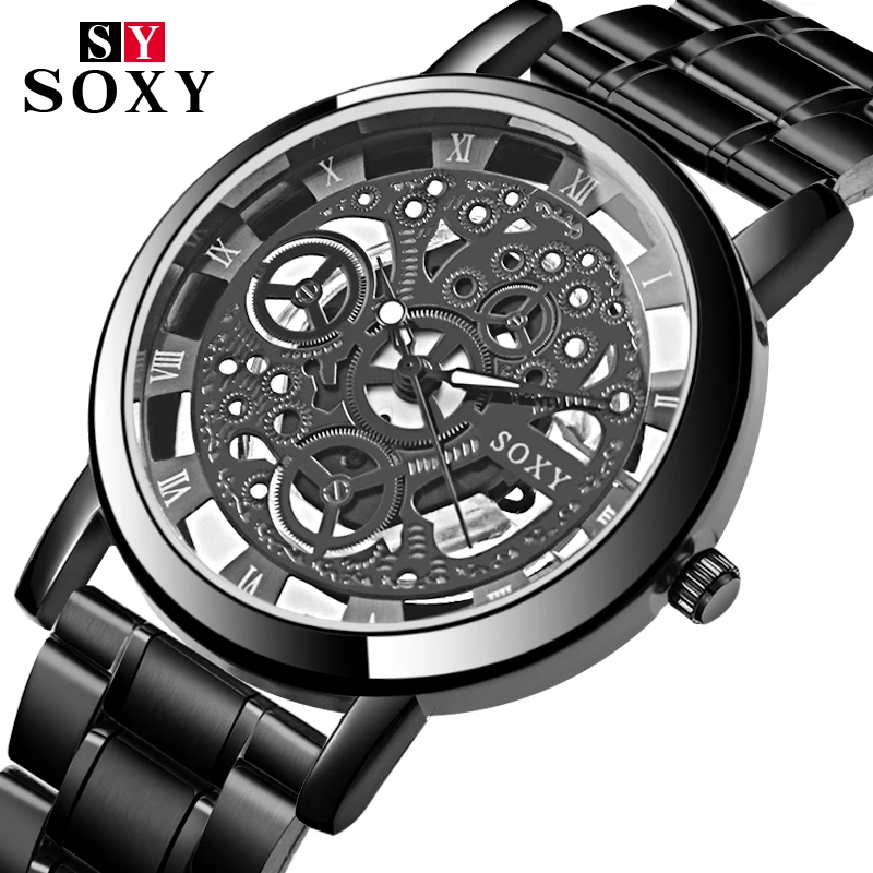 Топ бренд SOXY наручные часы Уникальный стиль Мужские кварцевые часы Модные полые дизайнерские нежные часы relogio masculino