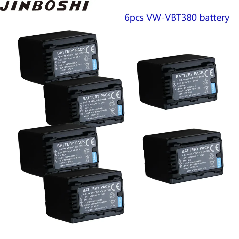 

JINBOSHI 3.6V 3900mAh VW-VBT380 VBT380 Battery X6 for Panasonic HC-V110,HC-V130,HC-V160,HC-V180,HC-V201,HC-V210,HC-V250,V260