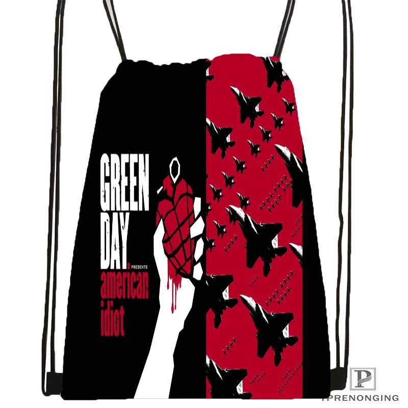 Custom Green Day Drawstring Backpack Bag Cute Daypack Kids Satchel Black Back 31x40cm 180531 04 40