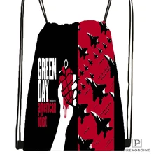 Custom Green Day Drawstring Backpack Bag Cute Daypack Kids Satchel Black Back 31x40cm 180531 04 40