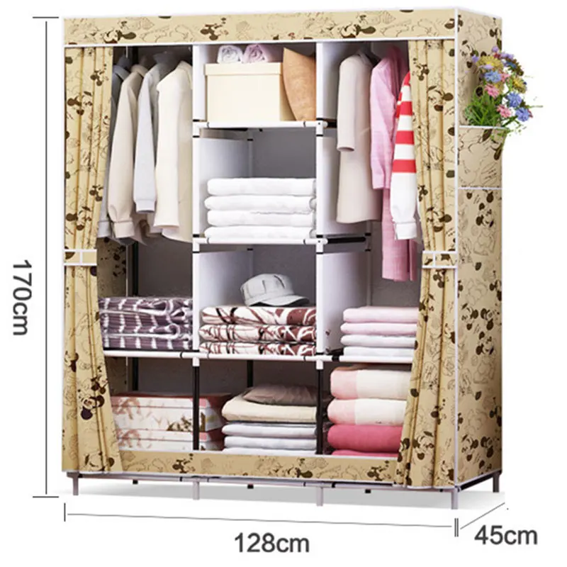 Водонепроницаемый ткань Оксфорд многоцелевой одежды шкаф для хранения одежды DIY сборка усиленный складной шкаф для хранения мебель