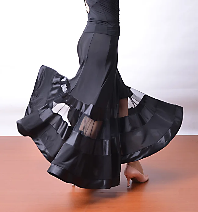 Buy ballroom dance eight pieces of hollow satin skirt
