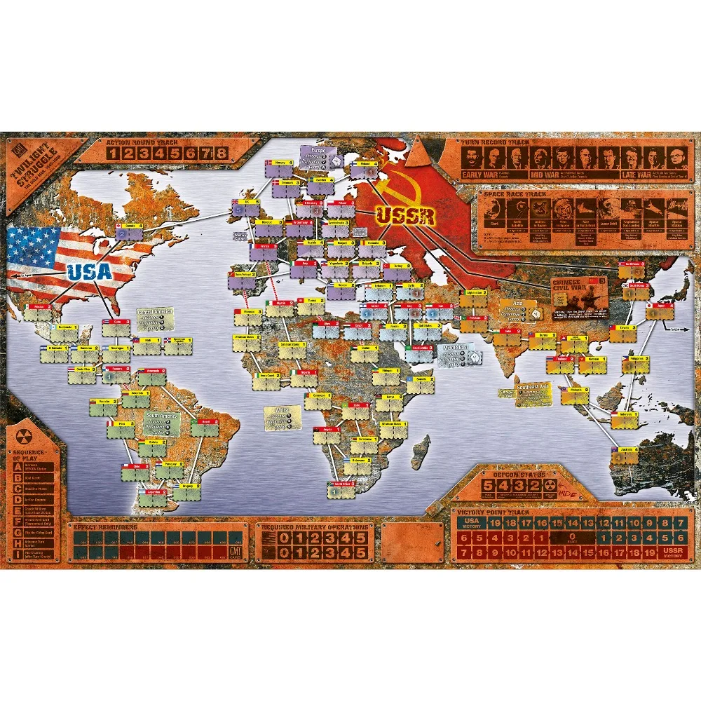 50X80CM Big Size Twilight Struggle Playmat Fantasy Twilight Struggle World Map Playmat, table