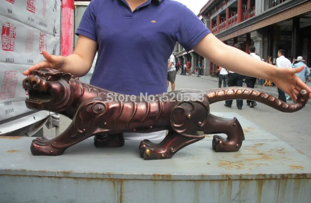 

36"inch Chinese Huge classical Red Bronze Money Tiger Statue