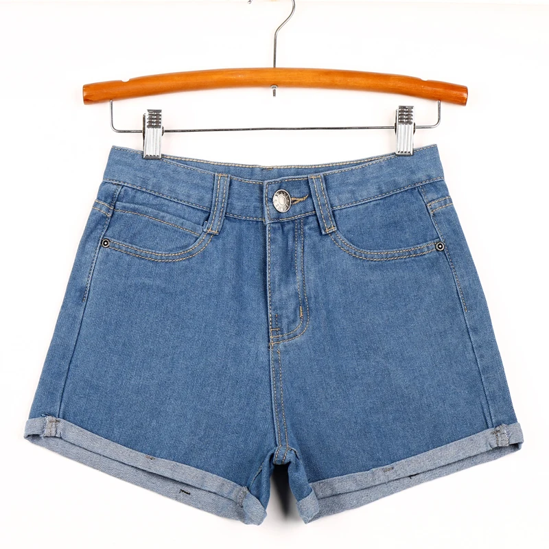 Europe Blue Crimping Denim Shorts For Women 2018 Summer