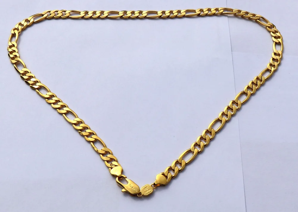 Твердые Stamep 585 алмазов 24 k желтого золота заполнены Фигаро звено цепи Цепочки и