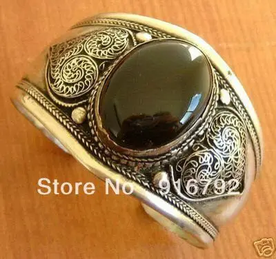 

free shipping Wholesale *****Tibet silver inlay jade bracelet