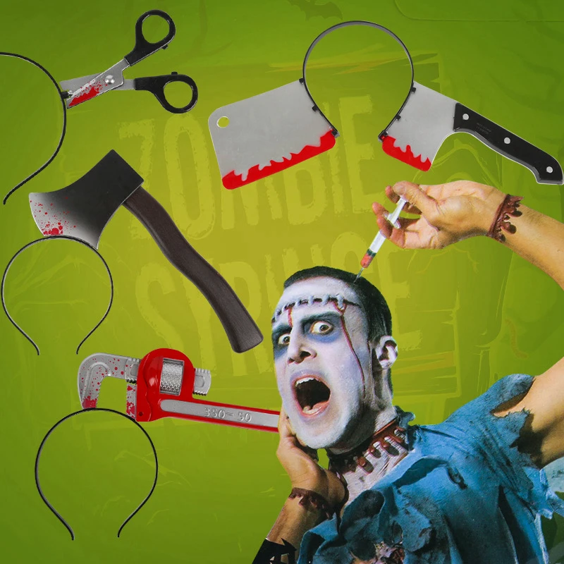 

Liviorap Halloween Party Decoration Halloween Makeup Horror Props Trick Funny Wear Head Knife Scary Halloween Decorations