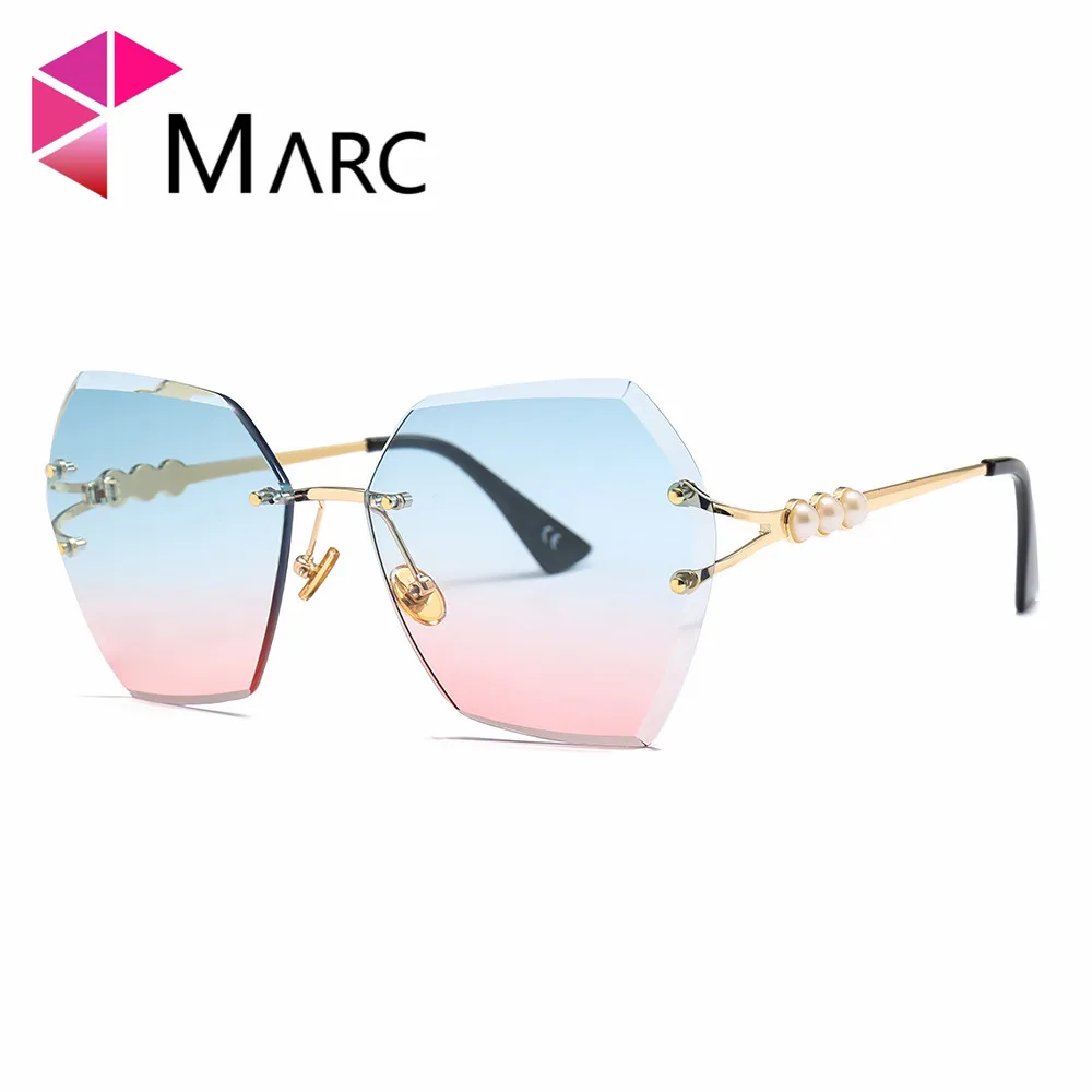 

MARC 100%UV400 2018NEW WOMEN MEN Fashion Gradient Sunglasses Blue Brown Driving Resin Alloy Goggle Gafas Sol Rimless