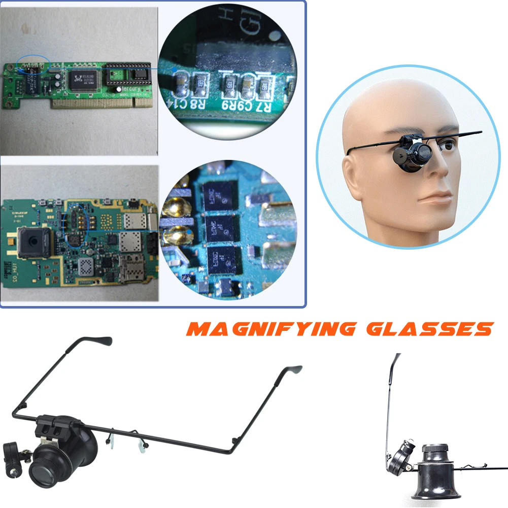 Натуральную Монокуляр 20 раз лупа часы Ремонт лупа с светодиодный свет для ювелирных оценки чтение 1 шт. J3