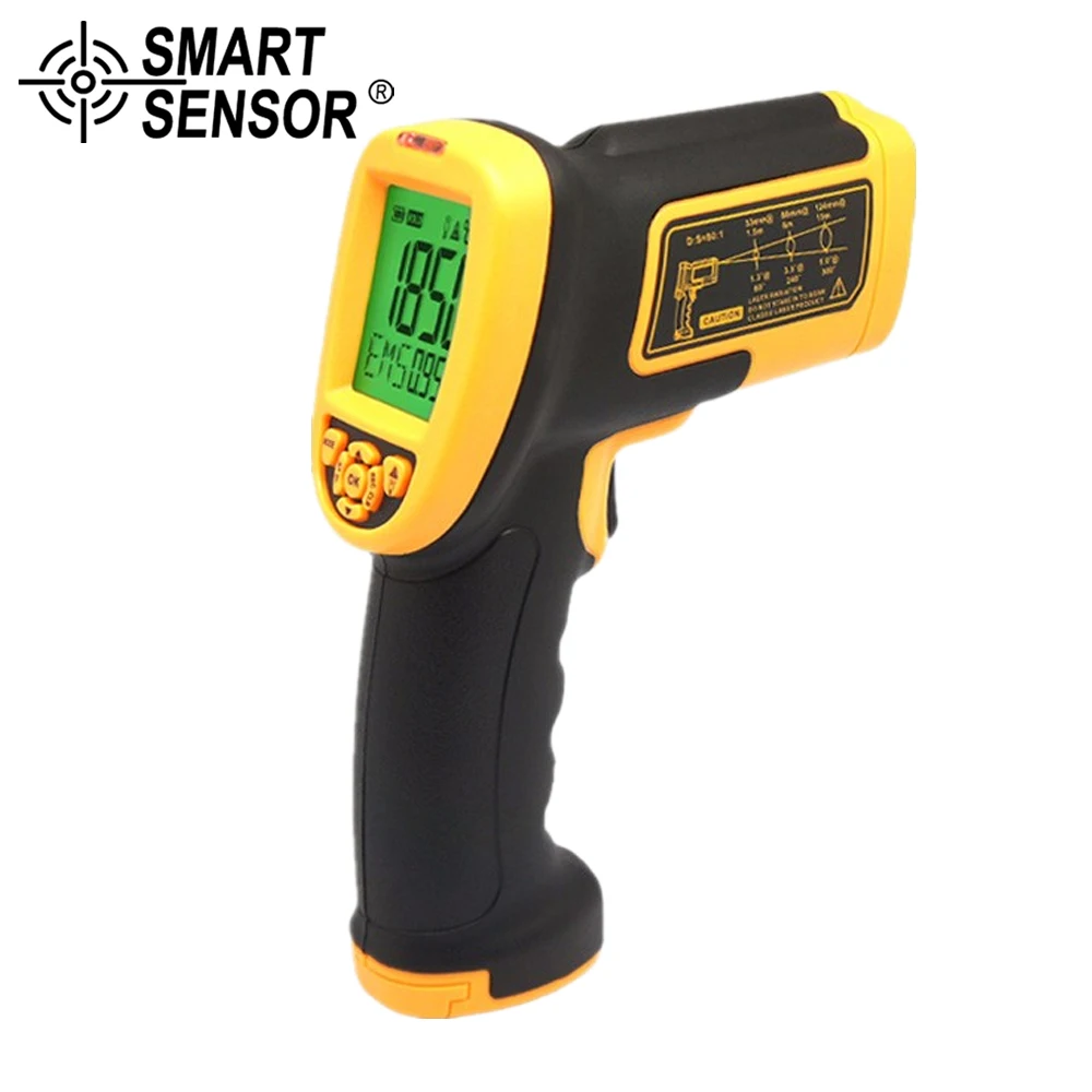 

SMART SENSOR 80:1 Non-contact Digital Infrared thermometer 200-1850C (392F~3362F)instant read Laser Electronic Temperature Gun