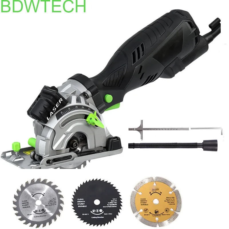 Bodew Tech 5.8Amp мини циркулярная компактная пила с 89 мм "24 T TCT лезвие, вакуумный Adap