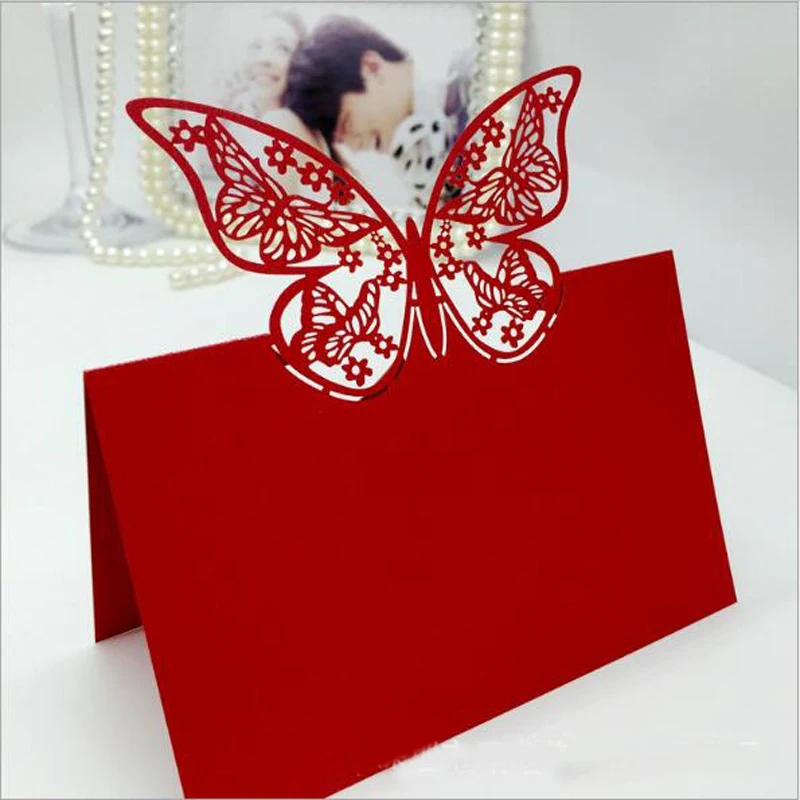 10 Colors 50pcs Butterfly Laser Cut Table Name Place Cards Favor Table Name Message Setting Card Wedding Birthday Party Supplies (8)