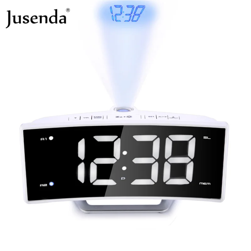 

Mirror FM Radio Alarm Clock LED Digital Electronic Table Projector Watch Desk Nixie Projection Alarm Clock With Time Projection